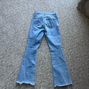 MOTHER Light Blue Flare Jeans with Raw Hem